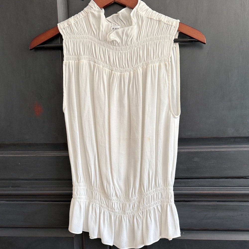 Frame Denim Cream Sleeveless Blouse
